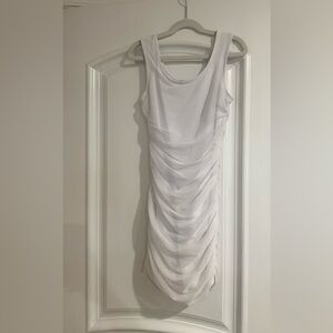 White Ruched Kids Mesh dress